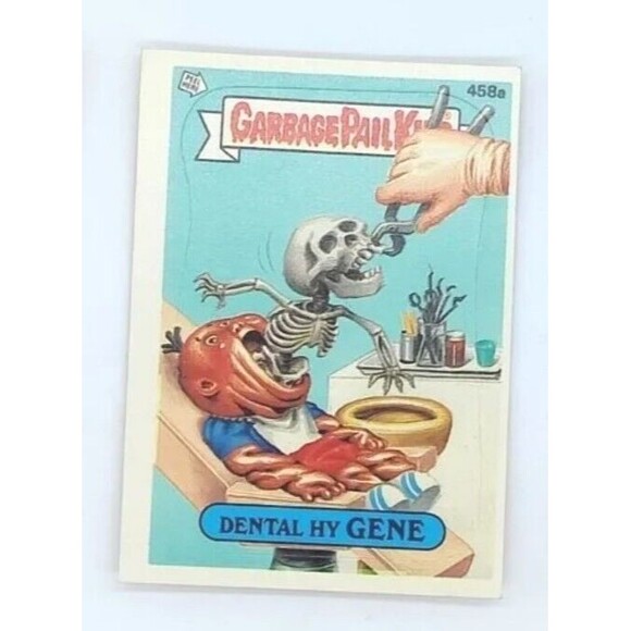 Vintage Garbage Pail Kids 1987 458a Dental Hy Gene Green Line Printing Error! - Picture 3 of 5